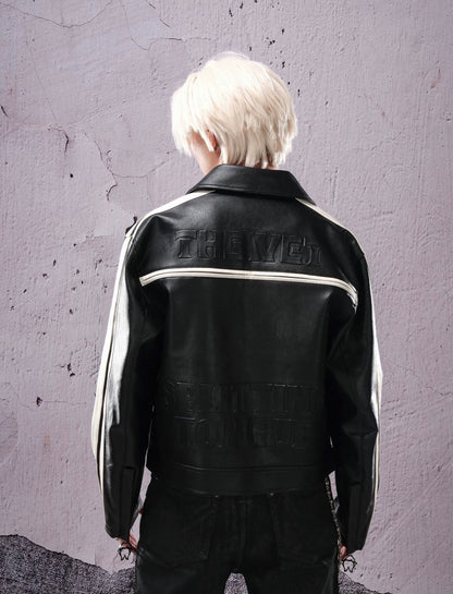 THEWET PU Lether Line Short Jacket