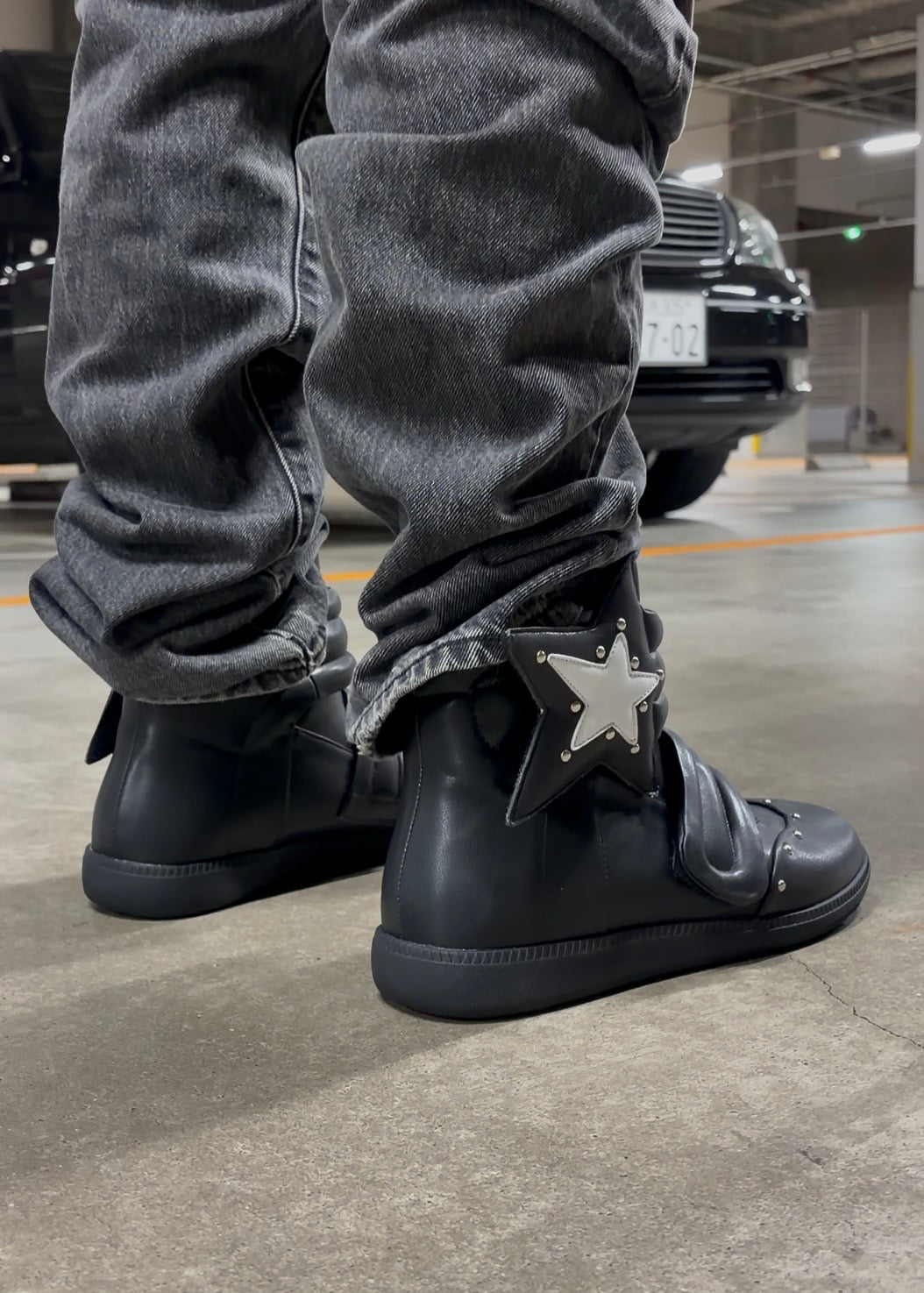 Studded Leather Platform Sneakers