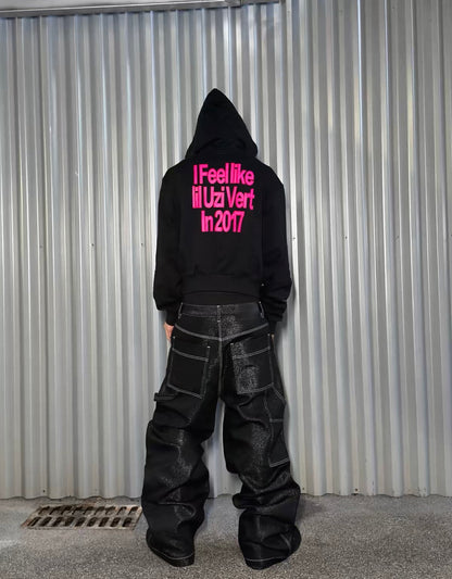 Feel Like Lil Uzi Vert Pink Graphic Cropped Hoodie