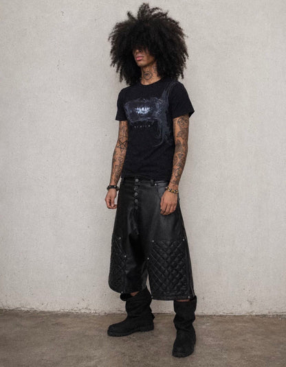 Vintage Diamond Quilted Cropped PU Leather Pants