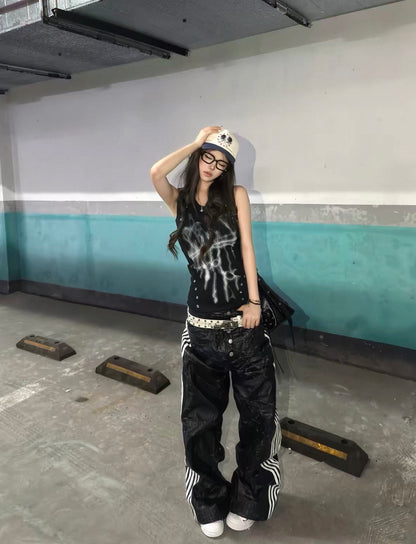 99CLUB クラックレザー ワイドパンツ 5本ライン SELFISH