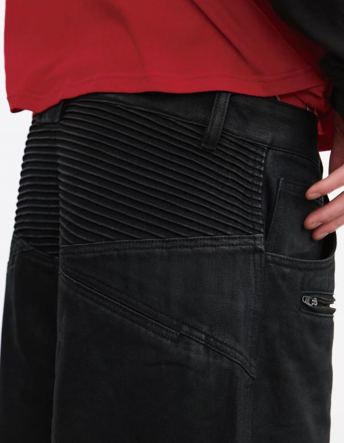 JCAESAR Ribbed Moto Capri Pants