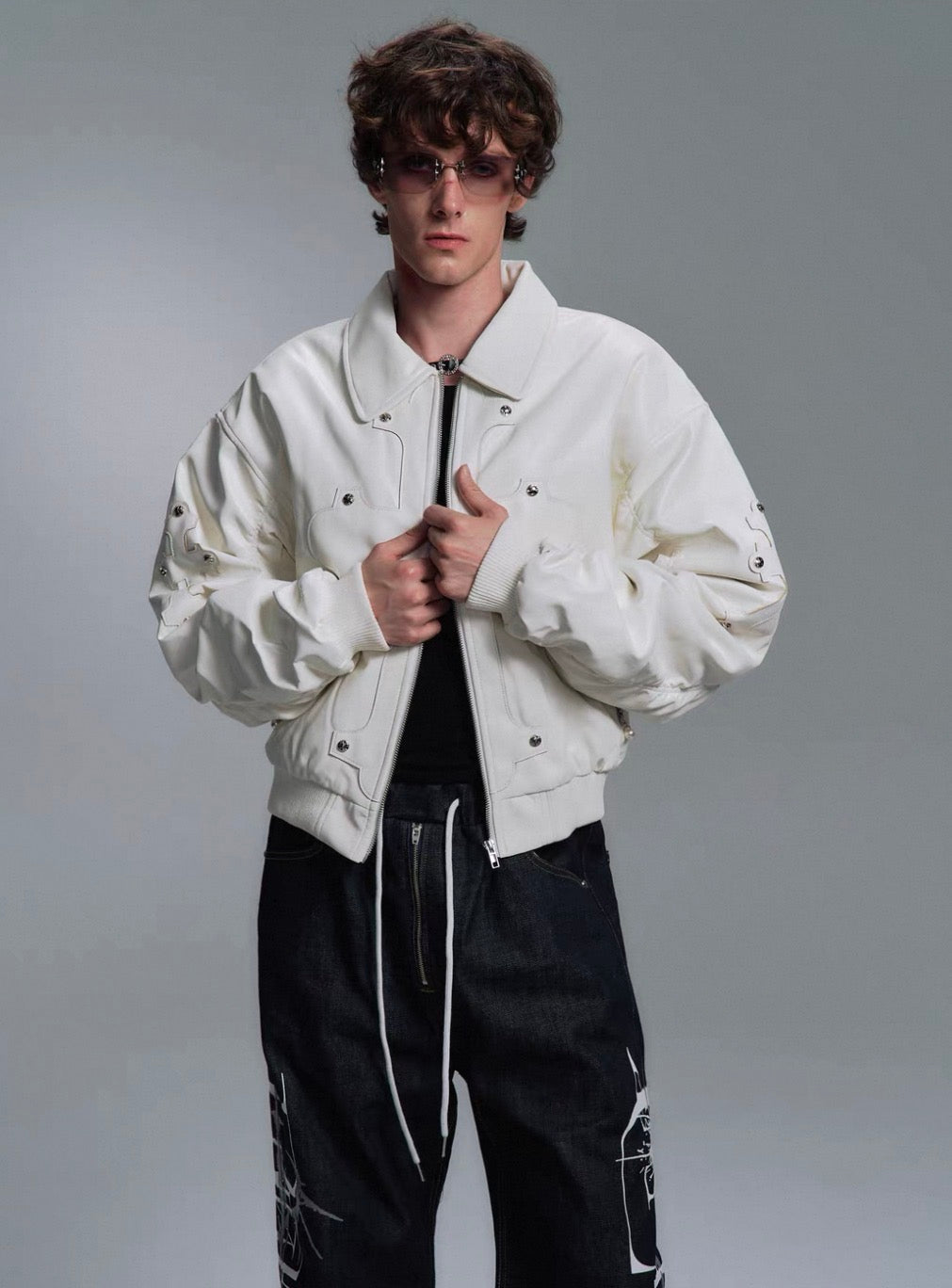 PAIKI PU Leather Bomber Jacket