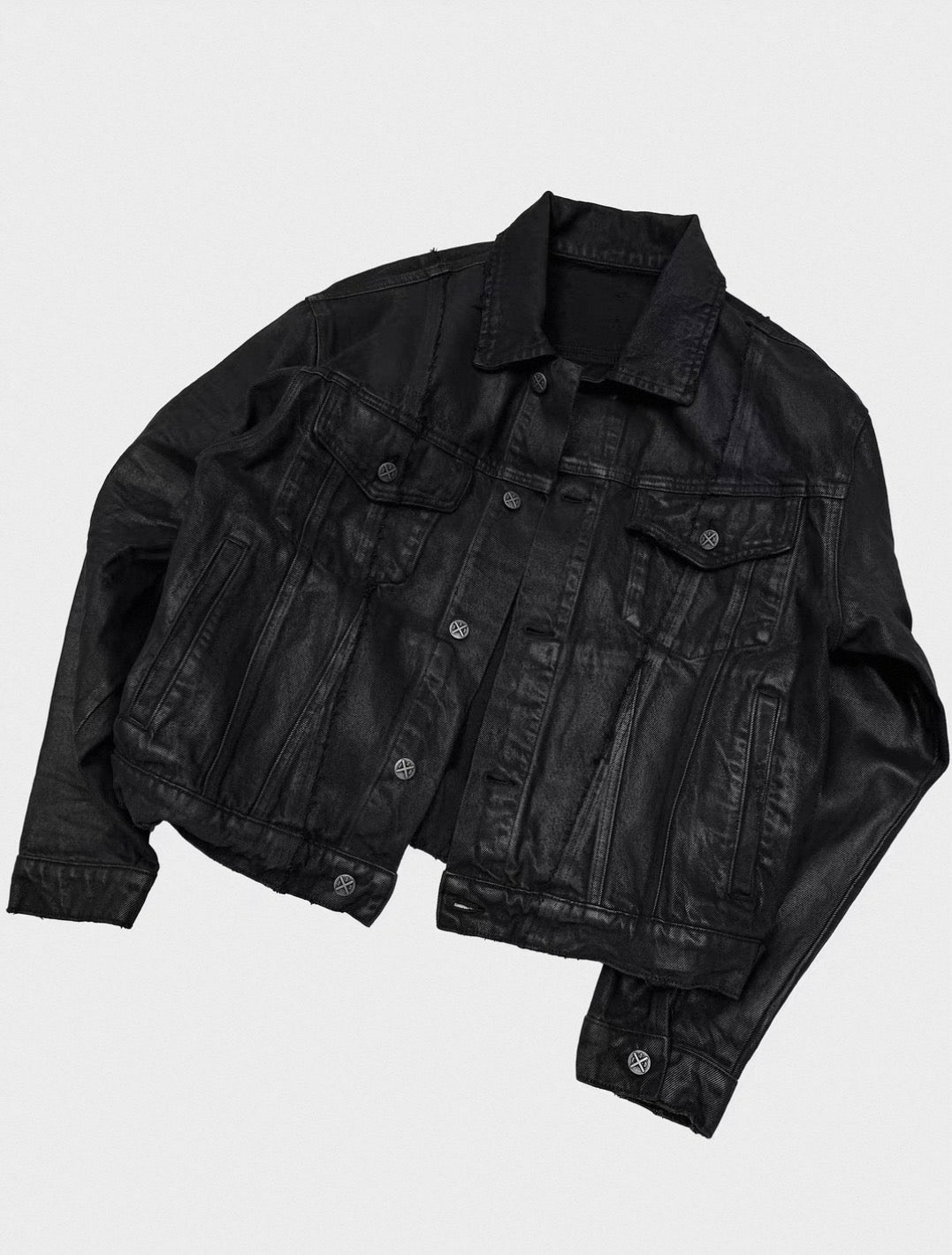 Vintage Washed Cotton Long Sleeve Cut-Out Jacket