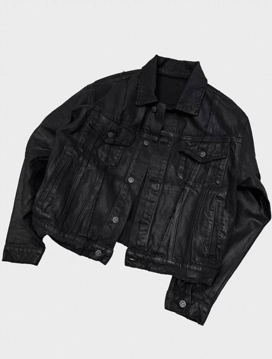 Vintage Washed Cotton Long Sleeve Cut-Out Jacket