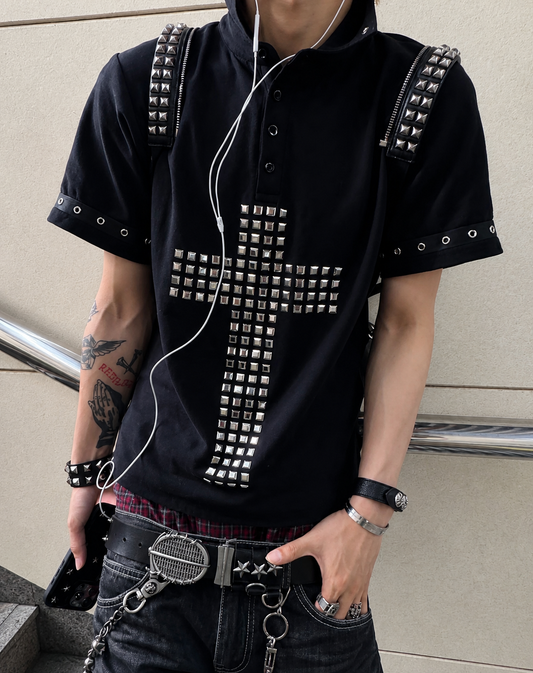 Studs Cross Polo Shirt