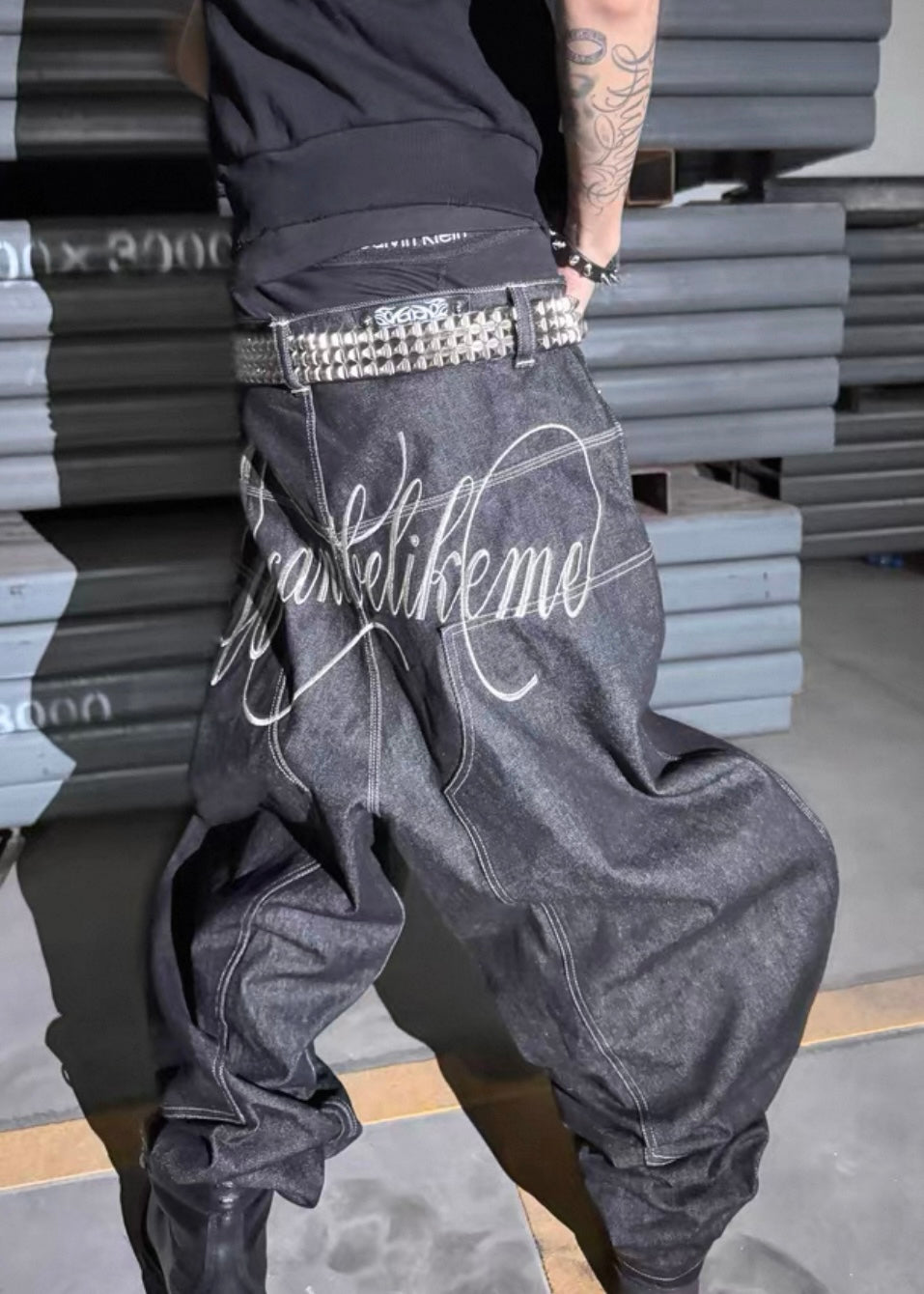 UCANTBELIKEME Back Logo Baggy Denim