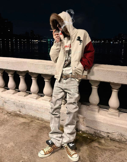GOJOYJINNI White&Gray mix color pants
