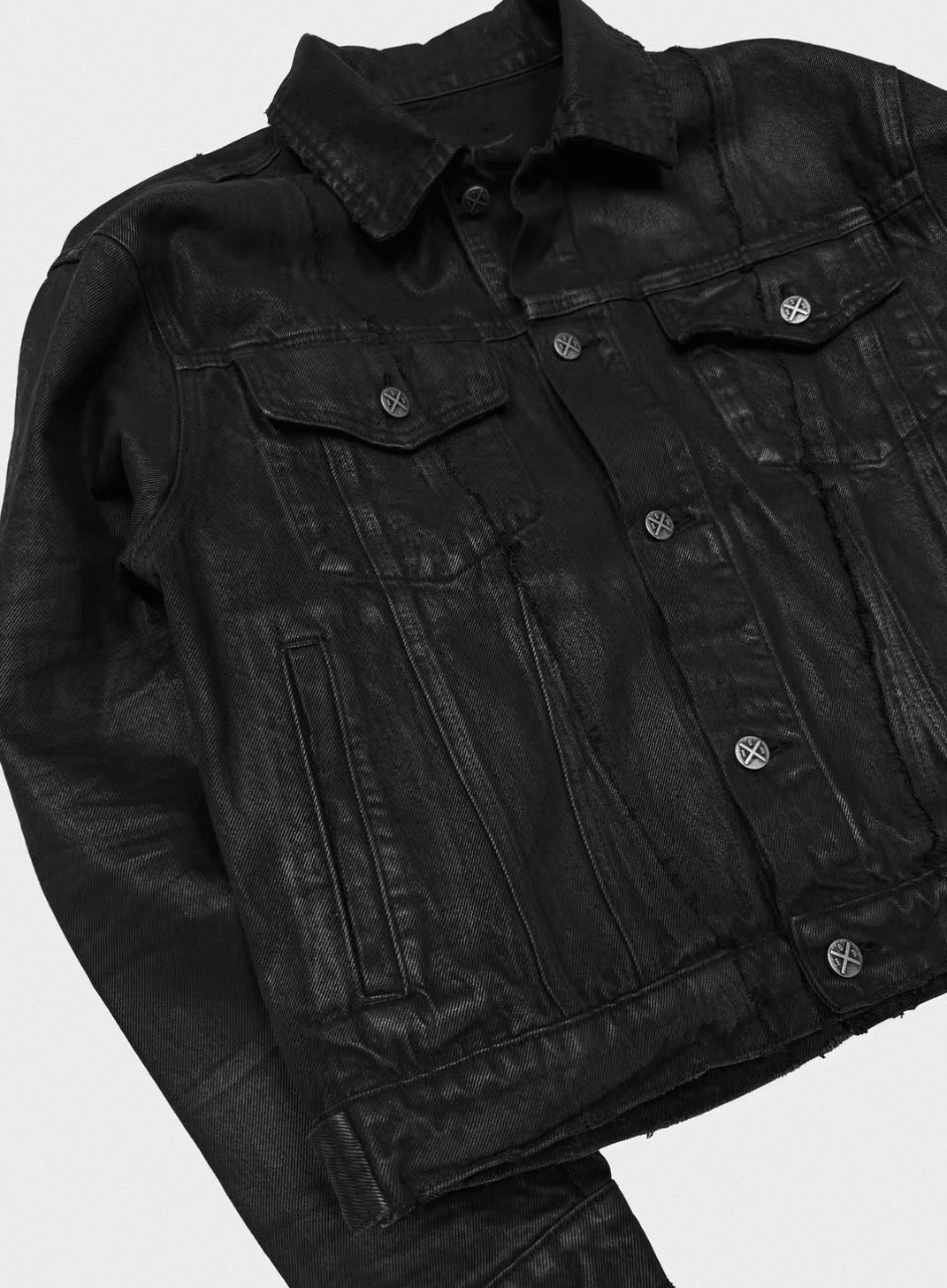 Vintage Washed Cotton Long Sleeve Cut-Out Jacket