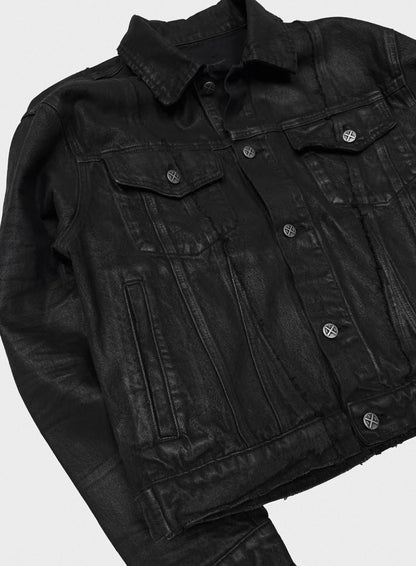 Vintage Washed Cotton Long Sleeve Cut-Out Jacket