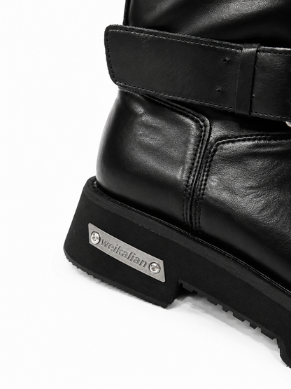 Vintage Buckle Engineer Mid-Calf Boots