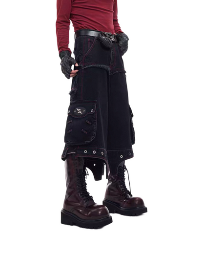 STARTEXCEEDEND Removable Legs Baggy Denim Pants