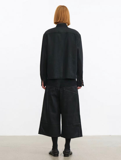 JCAESAR Ribbed Moto Capri Pants