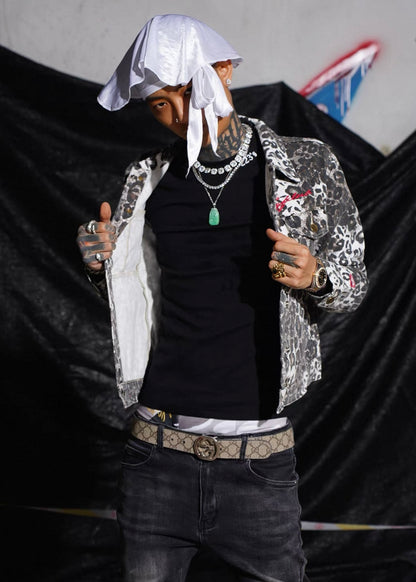 TGFCLUB Leopard Denim Jacket