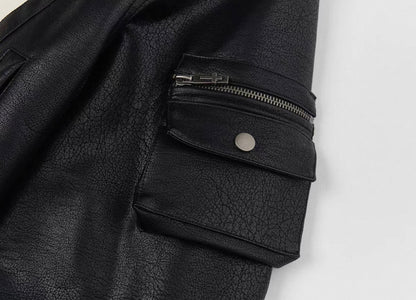 SGWCULT PU Leather Bomber Jacket