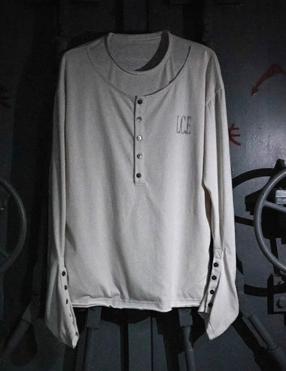 LOSECONTROLEDGE Layered Henley Long Sleeve Tee