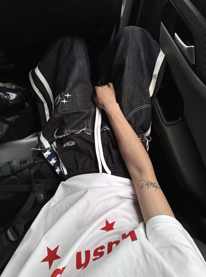 Double Waist Raw Denim Pants
