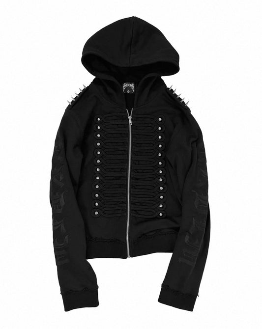 2000s Studded Hooded Zip-Up Jacket
