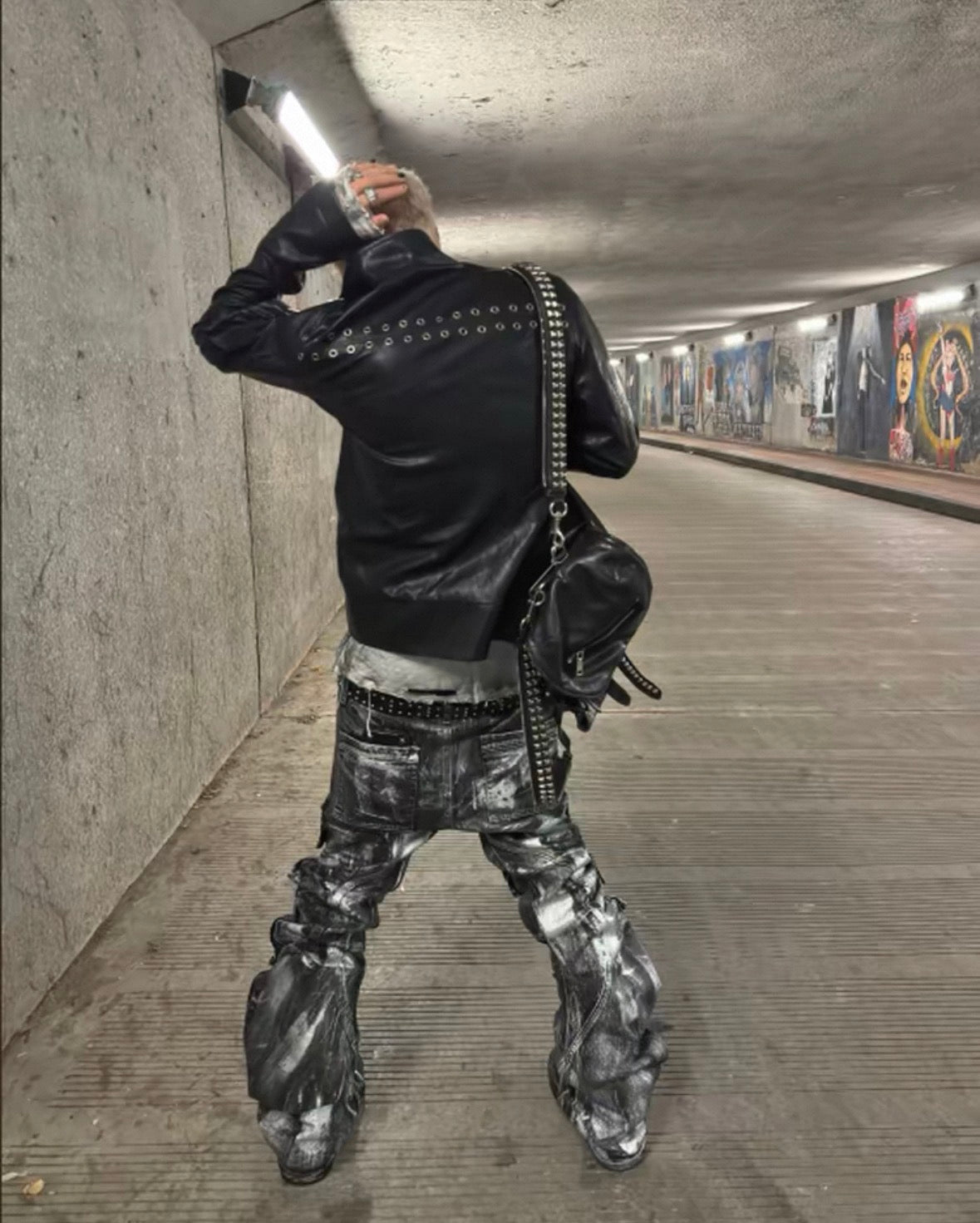 ROLLINGMONEY Silver Wax Cargo Jeans