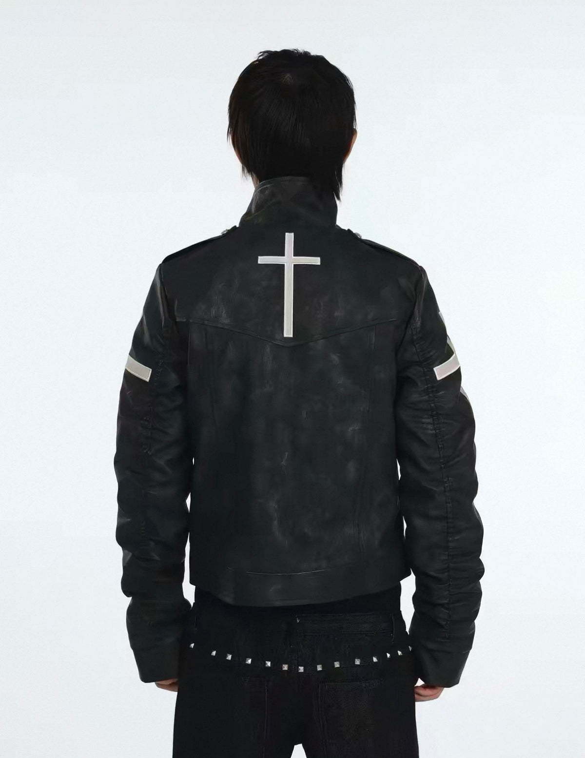 DETW ゴシッククロスバックル スリムレザージャケット SELFISH