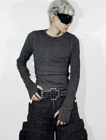 ATANOTHINGNESS High Waist Long Cut and Sewn