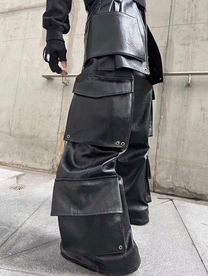 REBELWAVE  3D PU Leather Pants