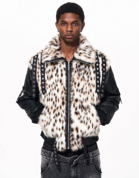 FOURTH3EX Far PU Leather Jacket