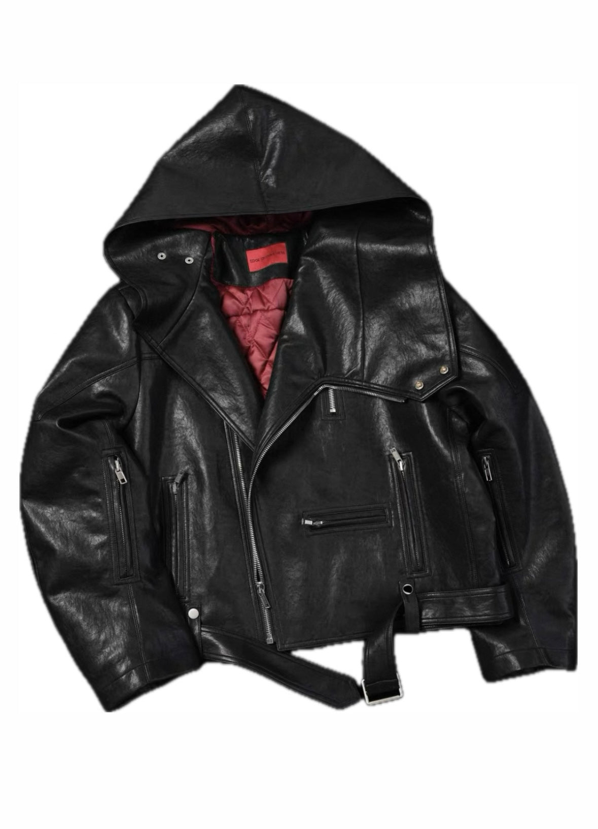 EODUP High Neck PU Leather Jacket