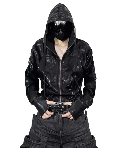 ATANOTHINGNESS Metallic Gloss Hoodie Jacket
