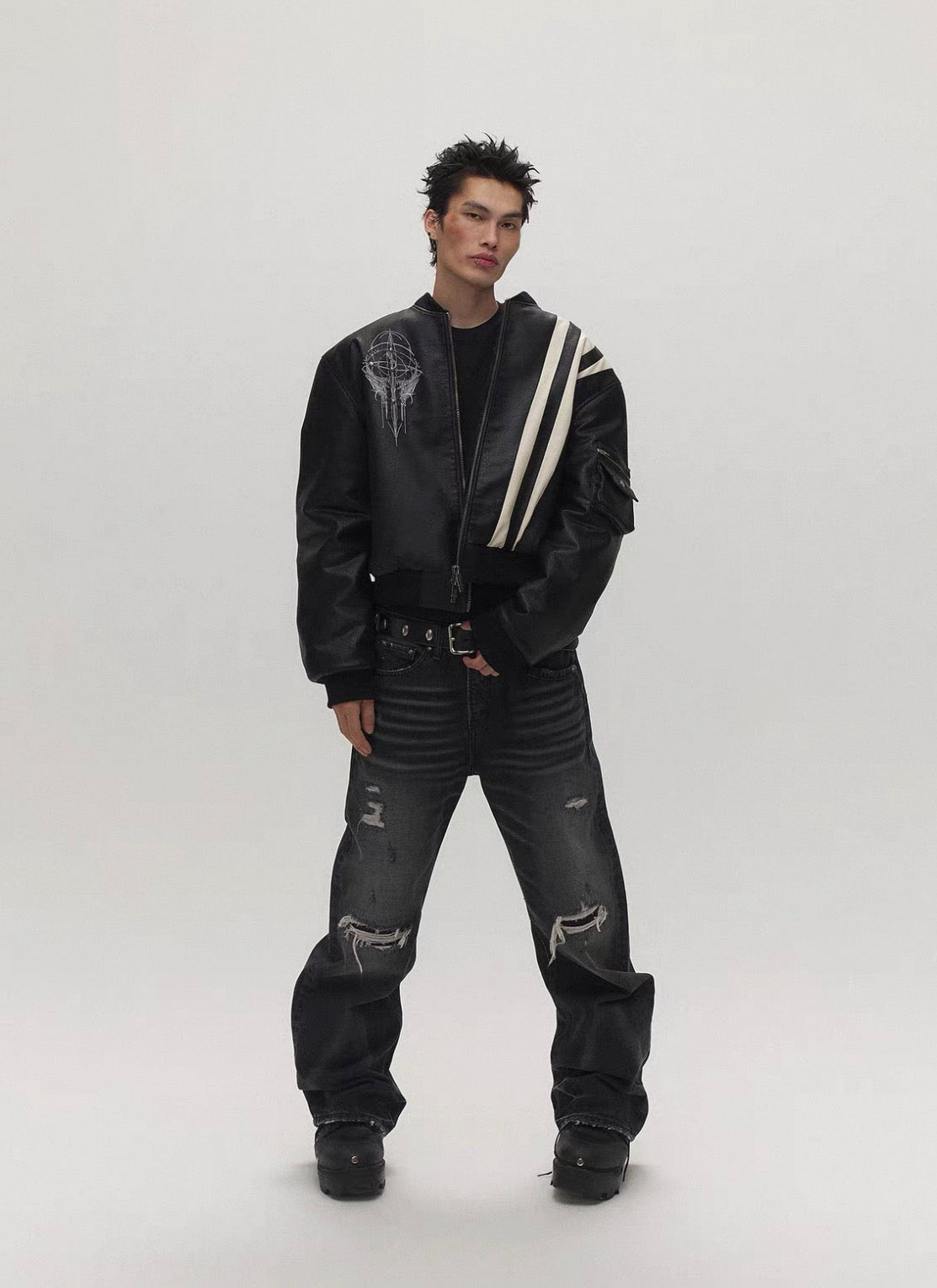 SGWCULT PU Leather Bomber Jacket