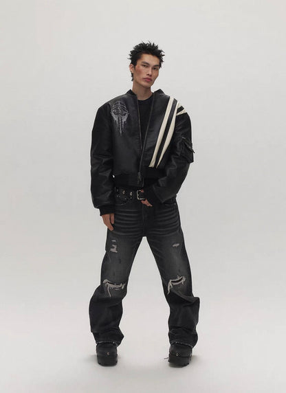 SGWCULT PU Leather Bomber Jacket