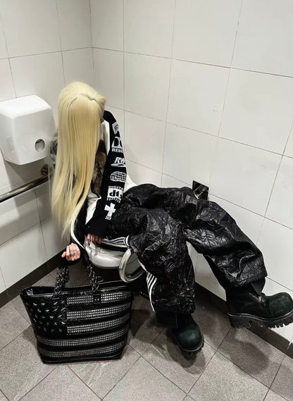 99CLUB クラックレザー ワイドパンツ 5本ライン SELFISH