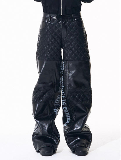 FOURTH3EX PU Leather Wide Pants