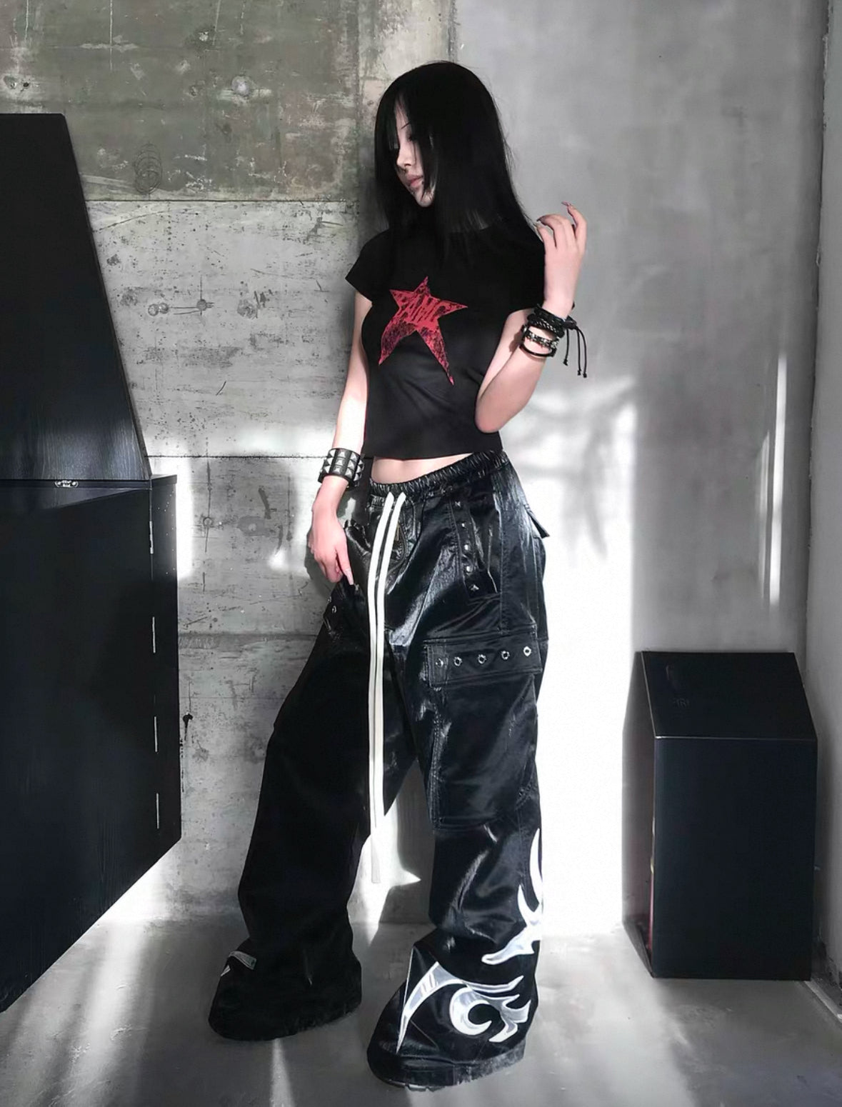 99CLUB Wax leather Pants