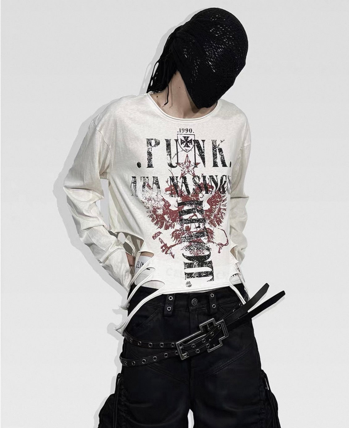 ATANOTHINGNESS ヴィンテージグラフィック 長袖Tシャツ SELFISH