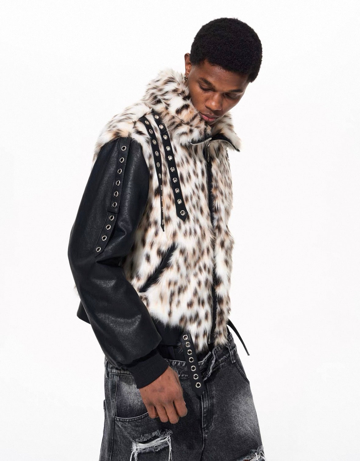 FOURTH3EX Far PU Leather Jacket