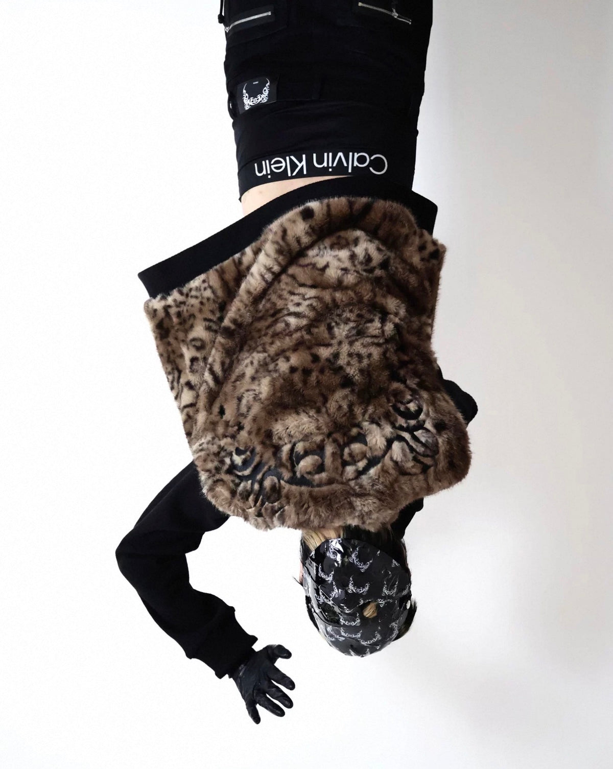 Tiger Pattern Fur Ribbed Sleeve Jacket