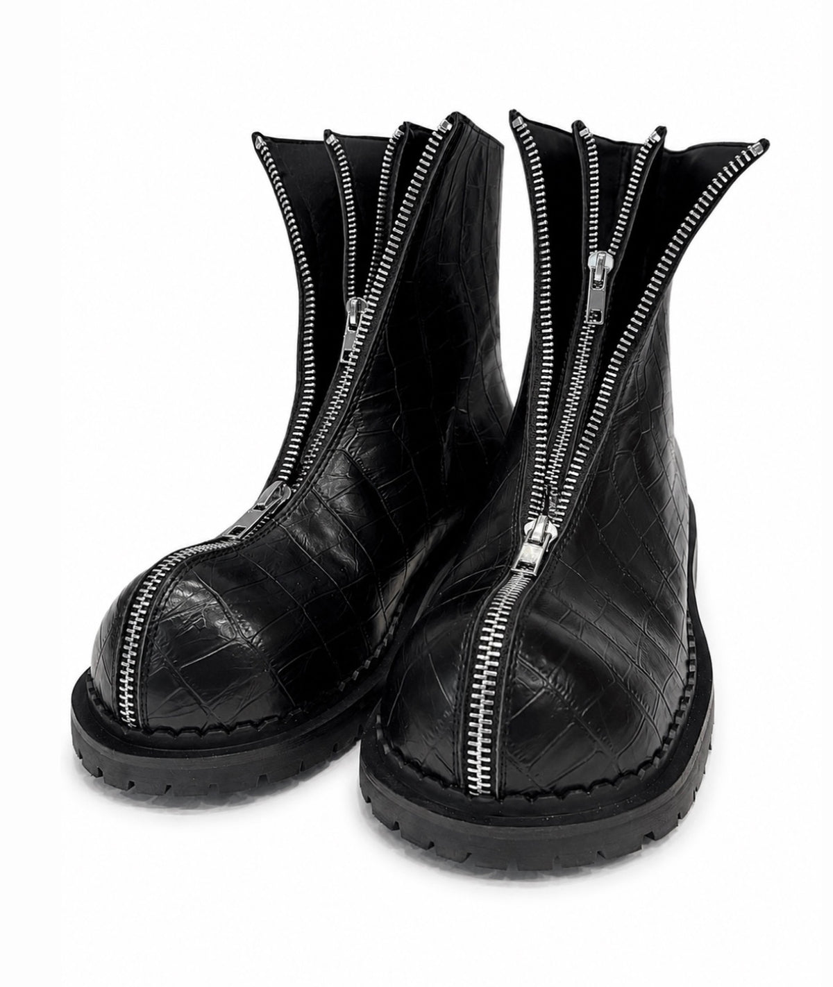 Leather Double-Zip Motorcycle Boots
