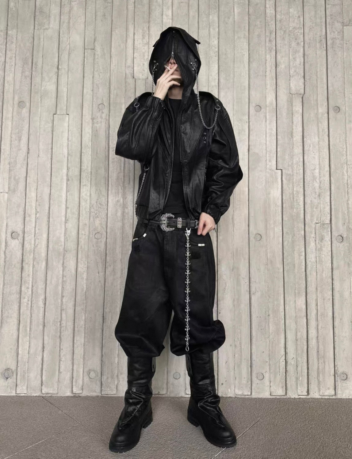 Vintage Washed Leather Mid-Calf Rider Boots