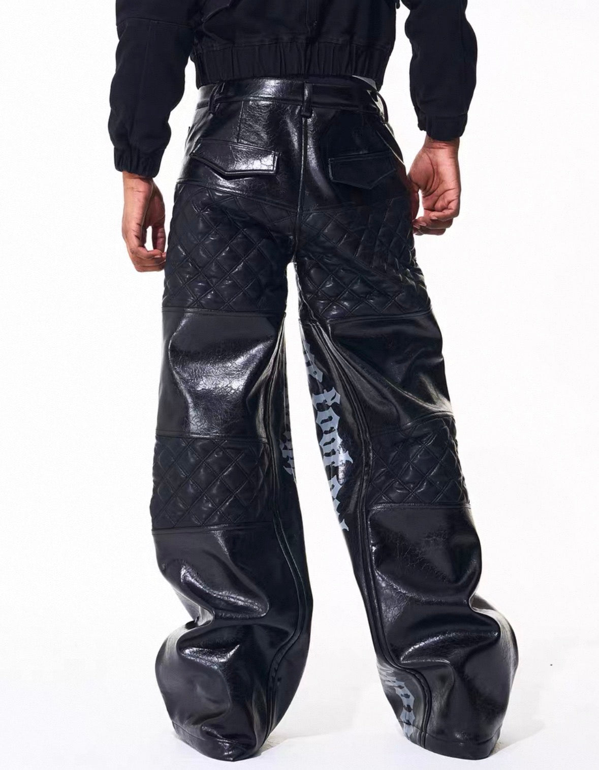 FOURTH3EX PU Leather Wide Pants