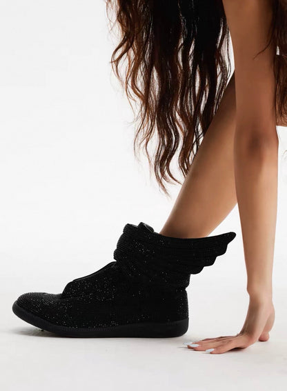 Wing Rhinestone Platform Sneakers