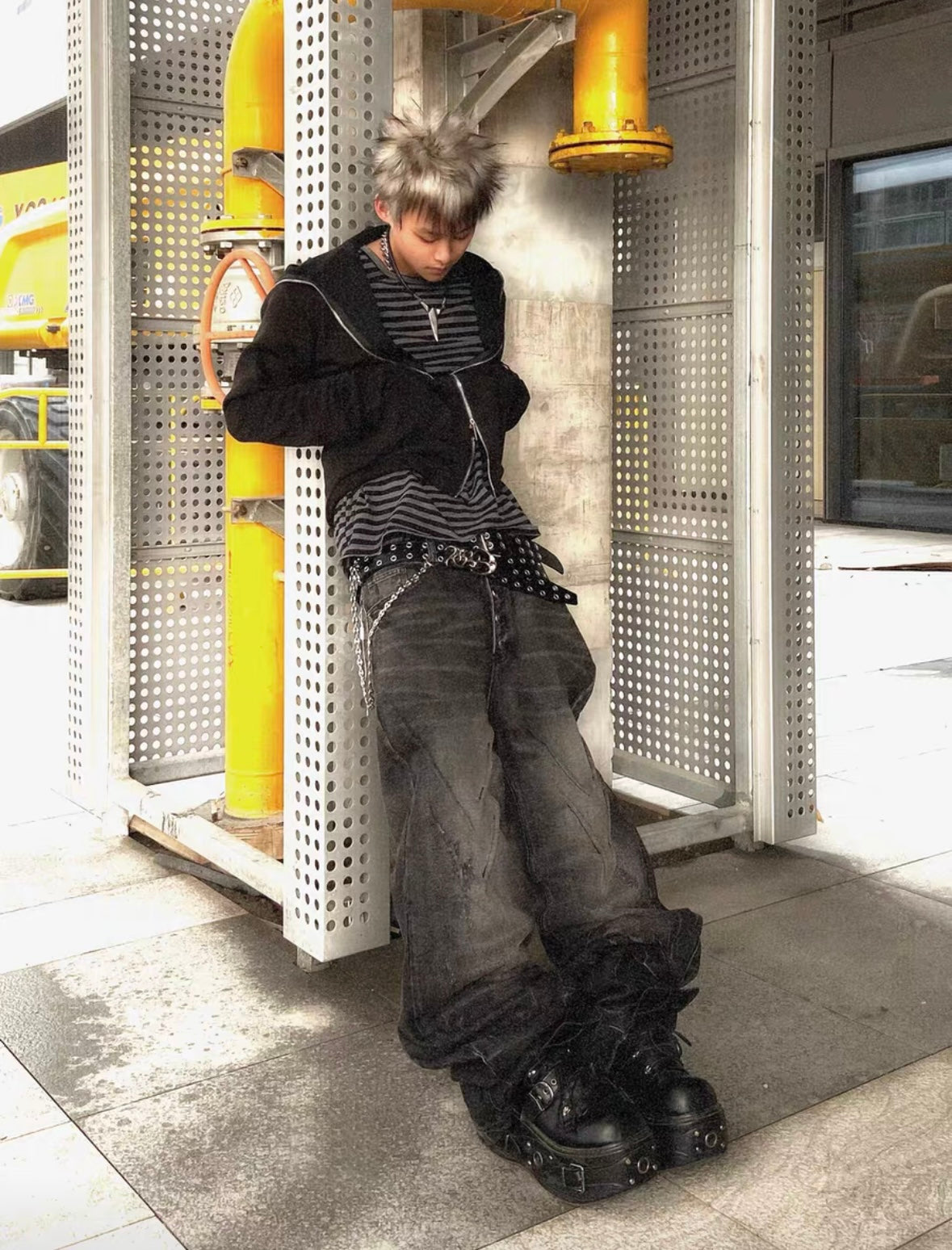 NO E MOSEN Washed Black Baggy Jeans