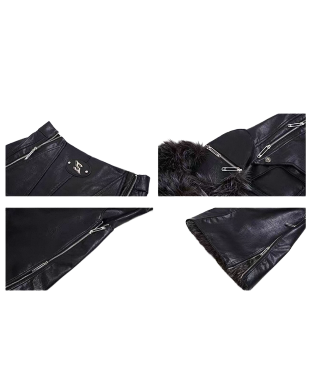 STARTEXCEEDEND Splicing Leather Fur Cargo Pants