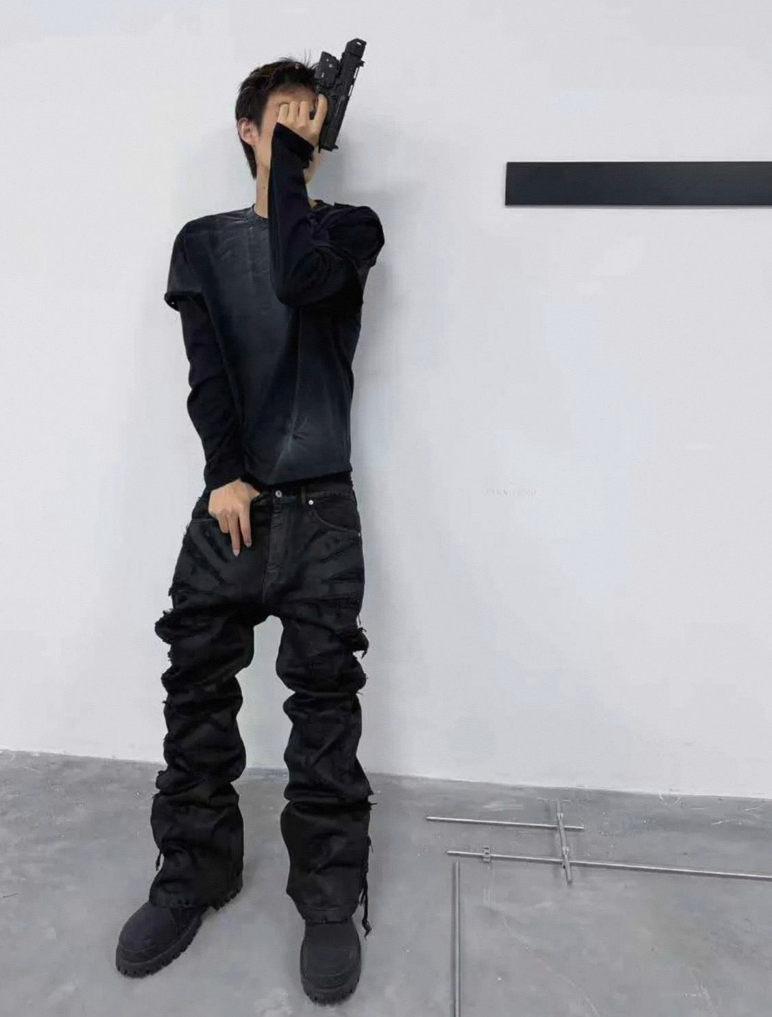 CINDER VEIN ソルトウォッシュ レイヤード 長袖Tシャツ SELFISH