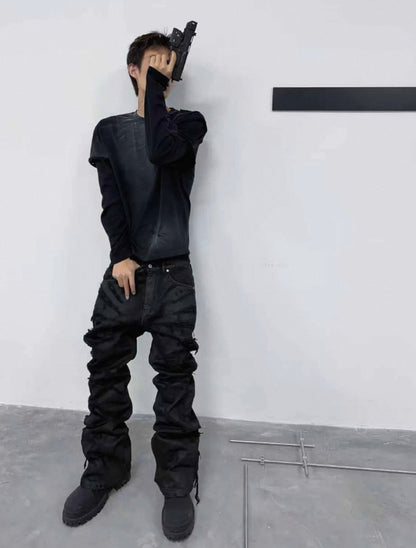 CINDER VEIN ソルトウォッシュ レイヤード 長袖Tシャツ SELFISH