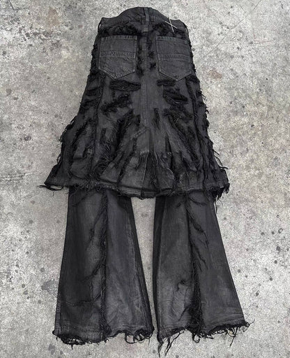 BLACK K Deathtroy Crush Denim Pants