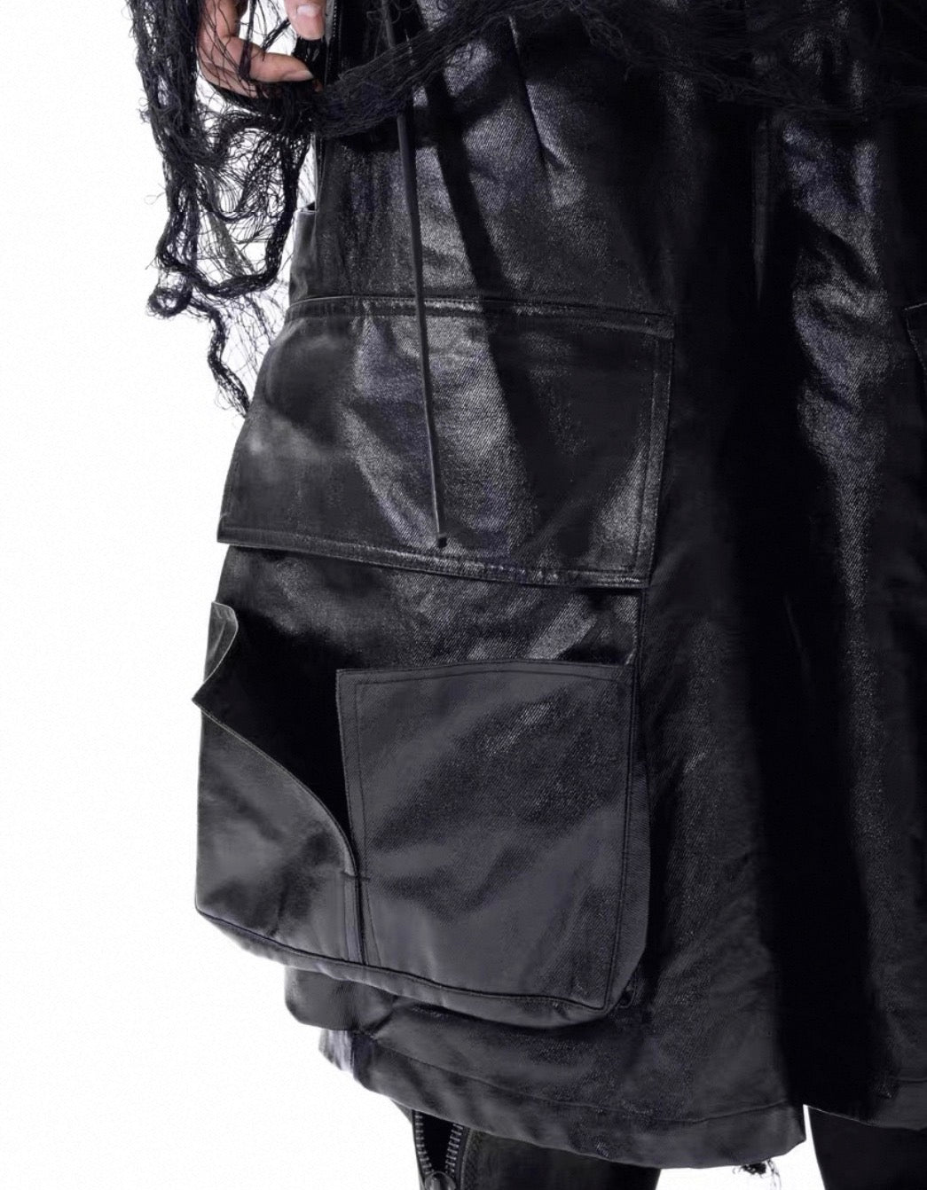 VANGUARDIA PU leather long half pants