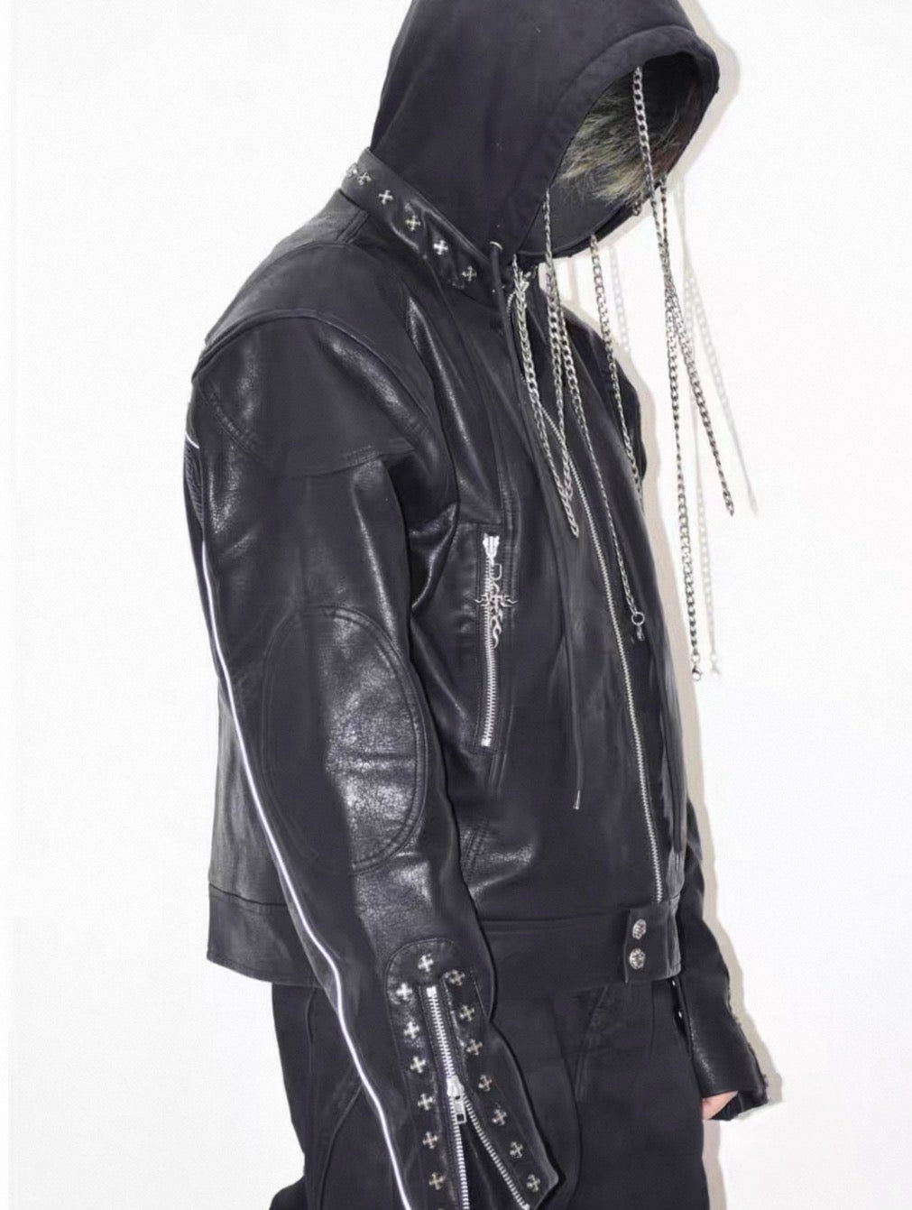 TH4SWE Hoodie PU Lether Jacket