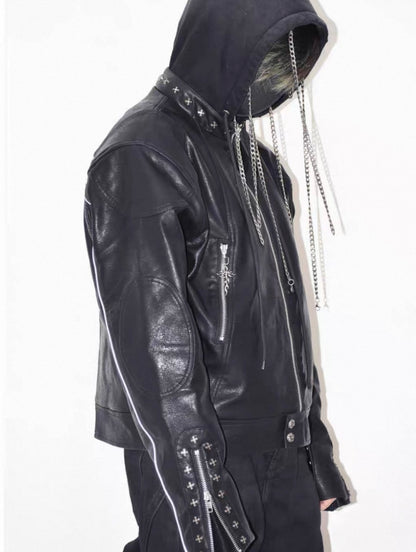 TH4SWE Hoodie PU Lether Jacket