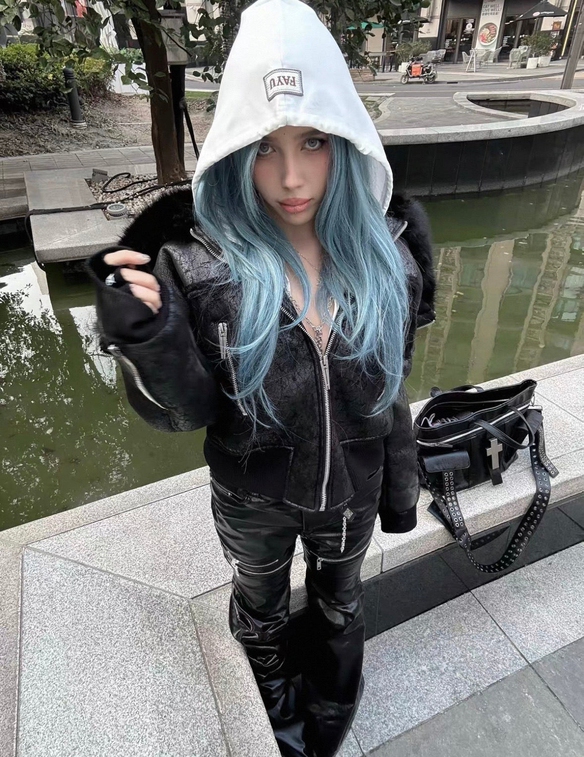 REBEL WAVE PU Leather Far Jacket